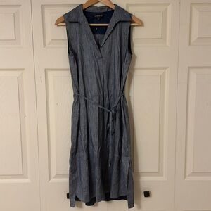 NWOT Lafayette 148 New York linen blend tie waist shirt dress size small